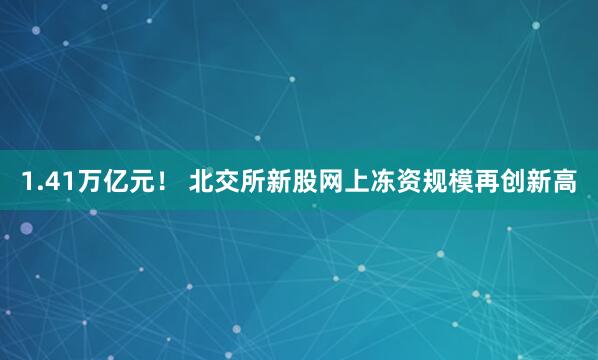 1.41万亿元！ 北交所新股网上冻资规模再创新高