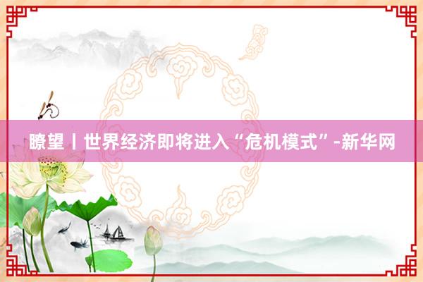 瞭望丨世界经济即将进入“危机模式”-新华网