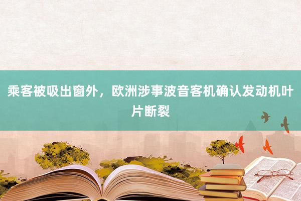 乘客被吸出窗外，欧洲涉事波音客机确认发动机叶片断裂