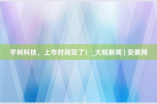宇树科技，上市时间定了！_大皖新闻 | 安徽网