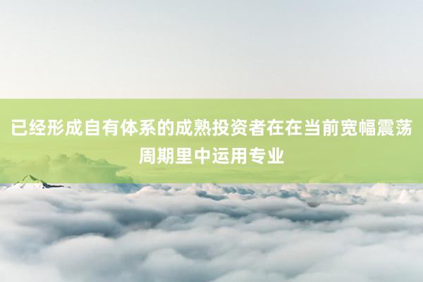 已经形成自有体系的成熟投资者在在当前宽幅震荡周期里中运用专业
