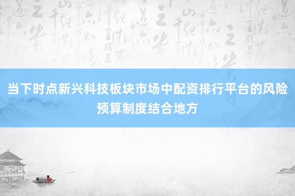 当下时点新兴科技板块市场中配资排行平台的风险预算制度结合地方