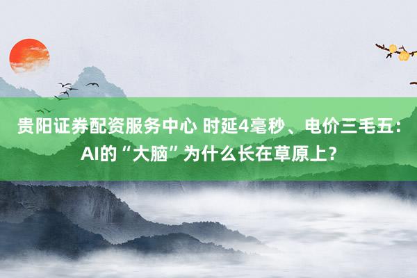 贵阳证券配资服务中心 时延4毫秒、电价三毛五：AI的“大脑”为什么长在草原上？