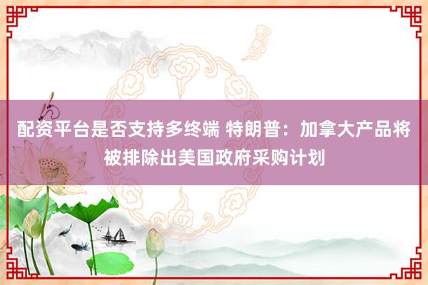 配资平台是否支持多终端 特朗普：加拿大产品将被排除出美国政府采购计划