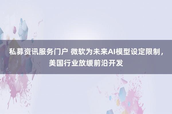 私募资讯服务门户 微软为未来AI模型设定限制,美国行业放缓前沿开发